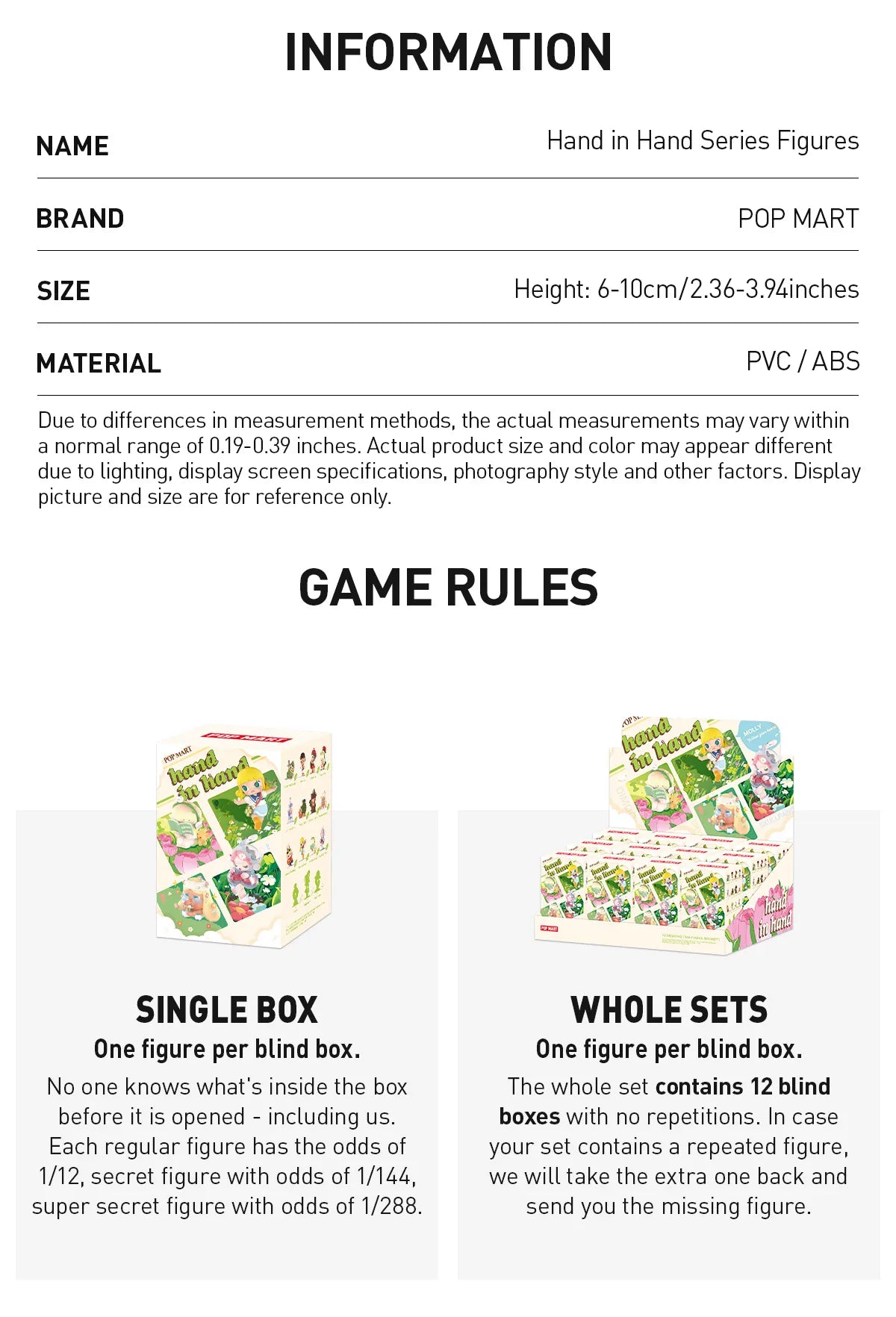 POP MART: Hand in Hand Series Figures - 1 Blind Box