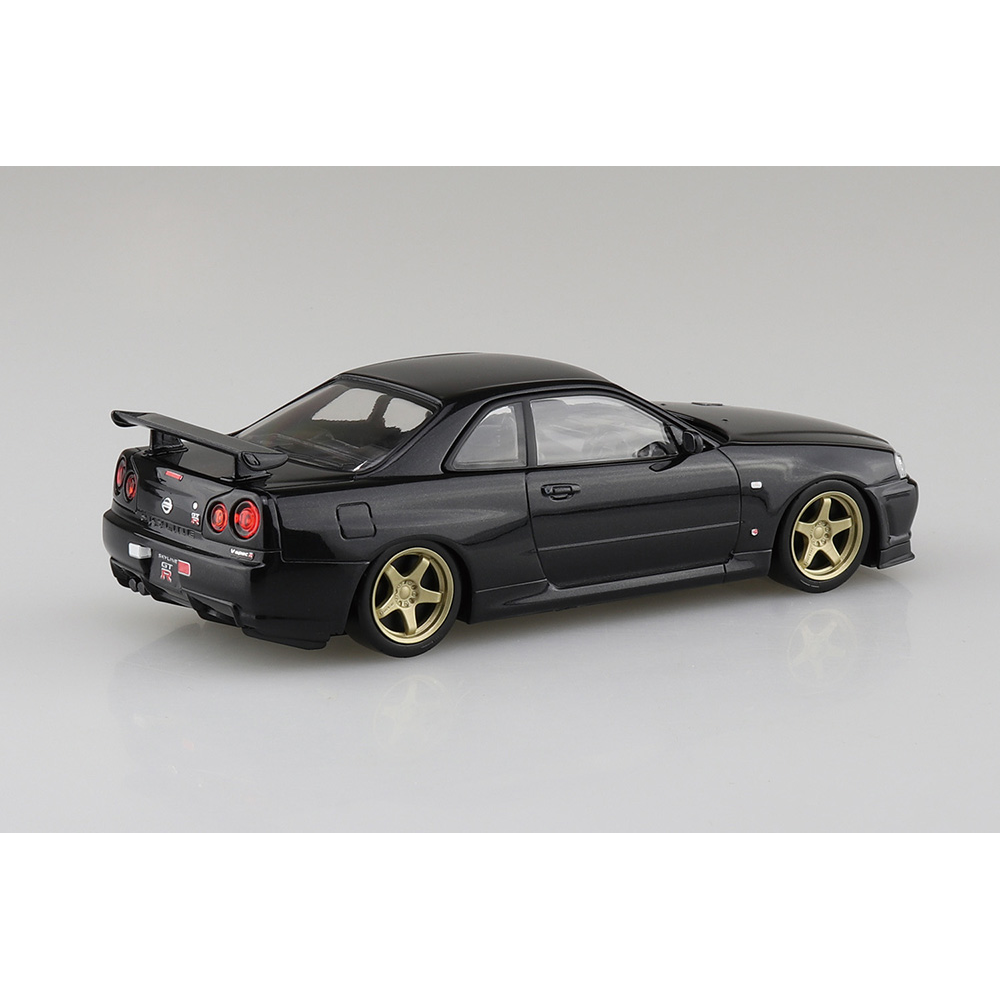 Aoshima: 1/32 The Snap Kit Nissan R34 Skyline GT-R Custom Wheel (Black Pearl) Scale Model Kit #11-SP2