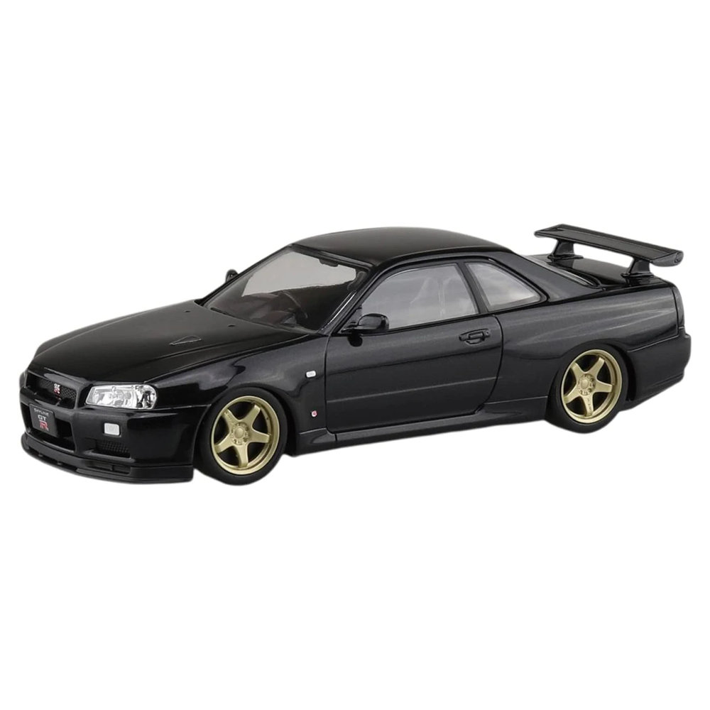 Aoshima: 1/32 The Snap Kit Nissan R34 Skyline GT-R Custom Wheel (Black Pearl) Scale Model Kit #11-SP2