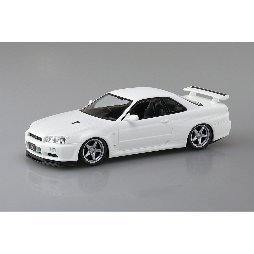 Aoshima: 1/32 The Snap Kit Nissan R34 Skyline GT-R Custom Wheel (White Pearl) Scale Model Kit #11-SP3