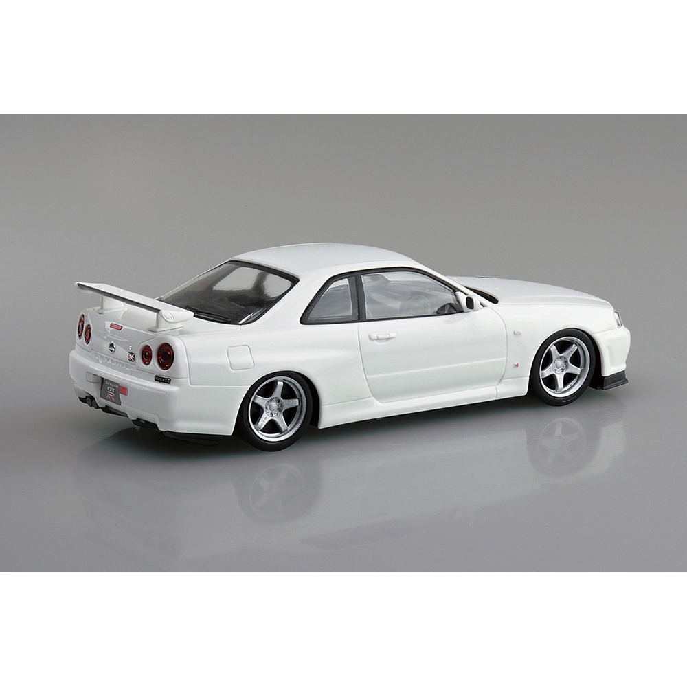 Aoshima: 1/32 The Snap Kit Nissan R34 Skyline GT-R Custom Wheel (White Pearl) Scale Model Kit #11-SP3