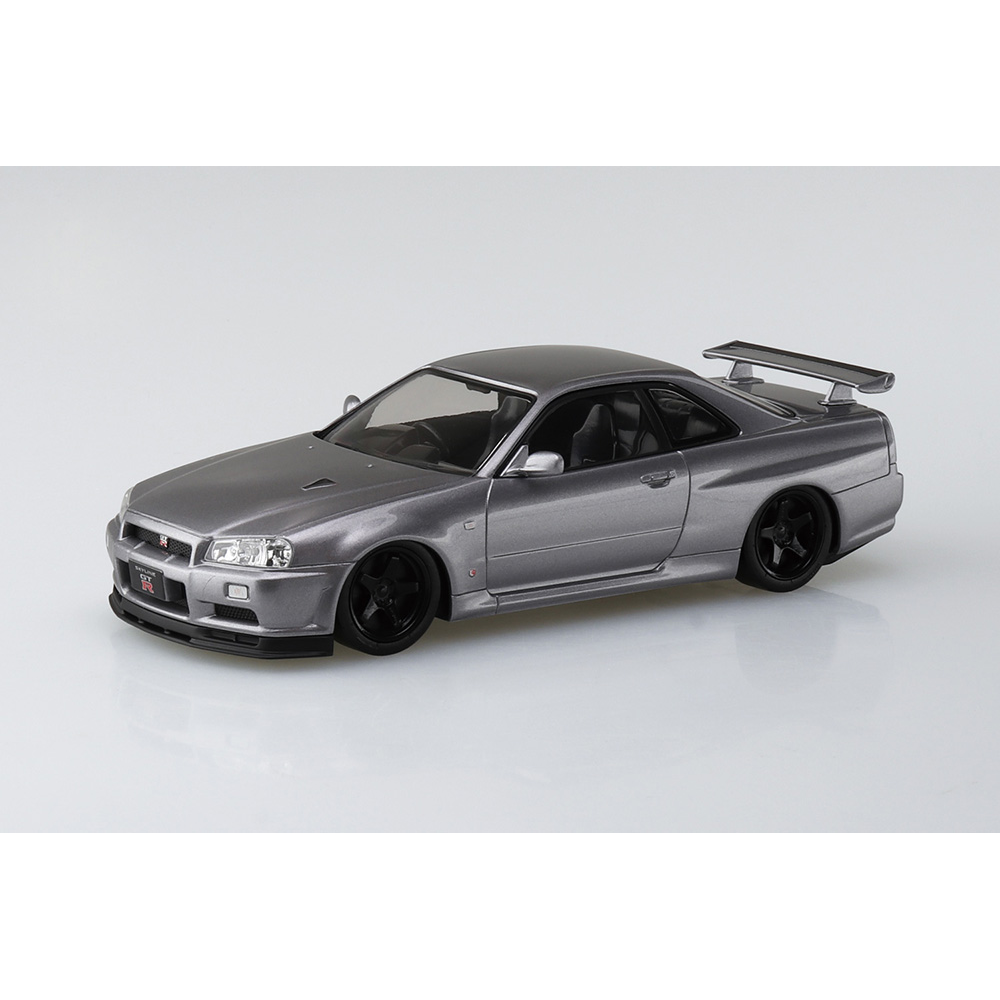 Aoshima: 1/32 The Snap Kit Nissan R34 Skyline GT-R Custom Wheel (Athlete Silver) Scale Model Kit #11-SP4