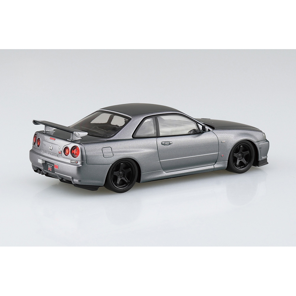 Aoshima: 1/32 The Snap Kit Nissan R34 Skyline GT-R Custom Wheel (Athlete Silver) Scale Model Kit #11-SP4