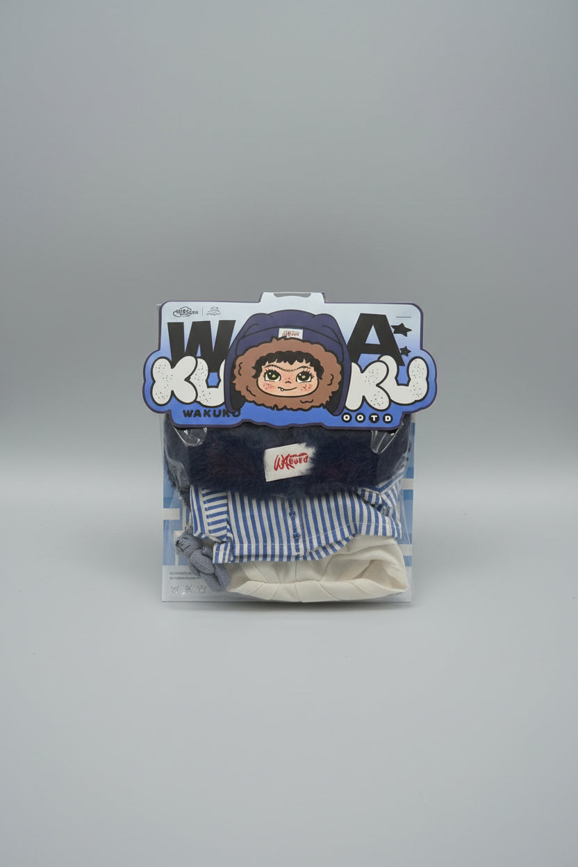 HereToy: WAKUKU Big Star Series Doll Outfit (Relaxed-fit blue striped set)