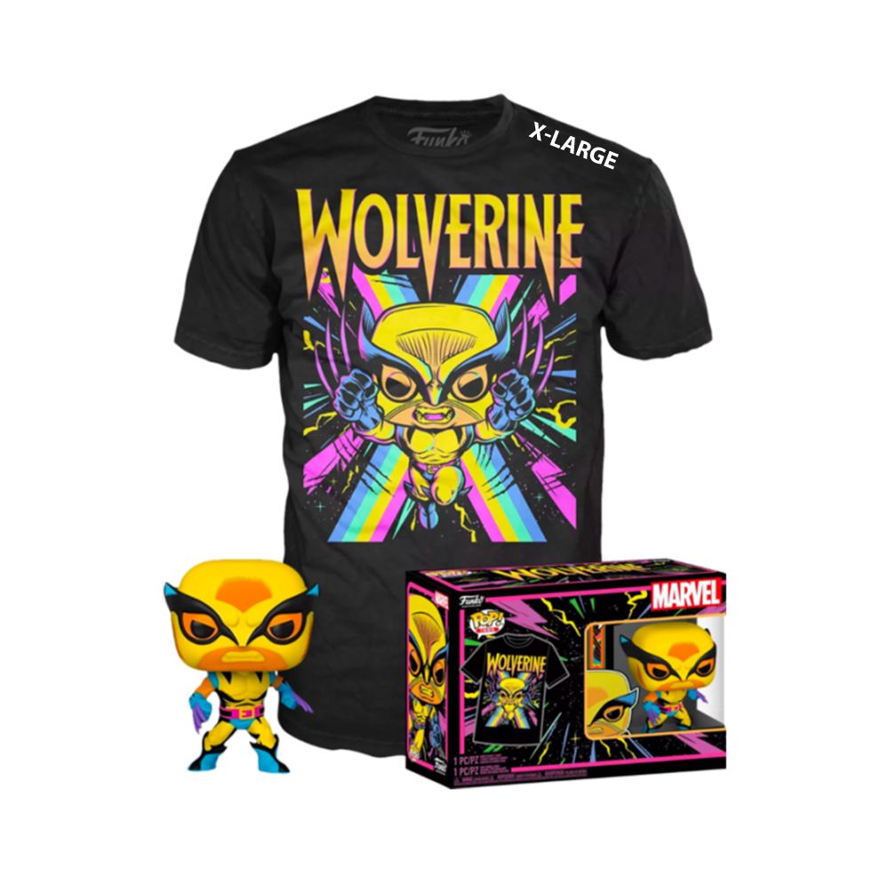 Funko POP! & Tee Collectors Box Marvel: X-Men - Wolverine (Blacklight)  Special Edition Exclusive- Size Extra Large