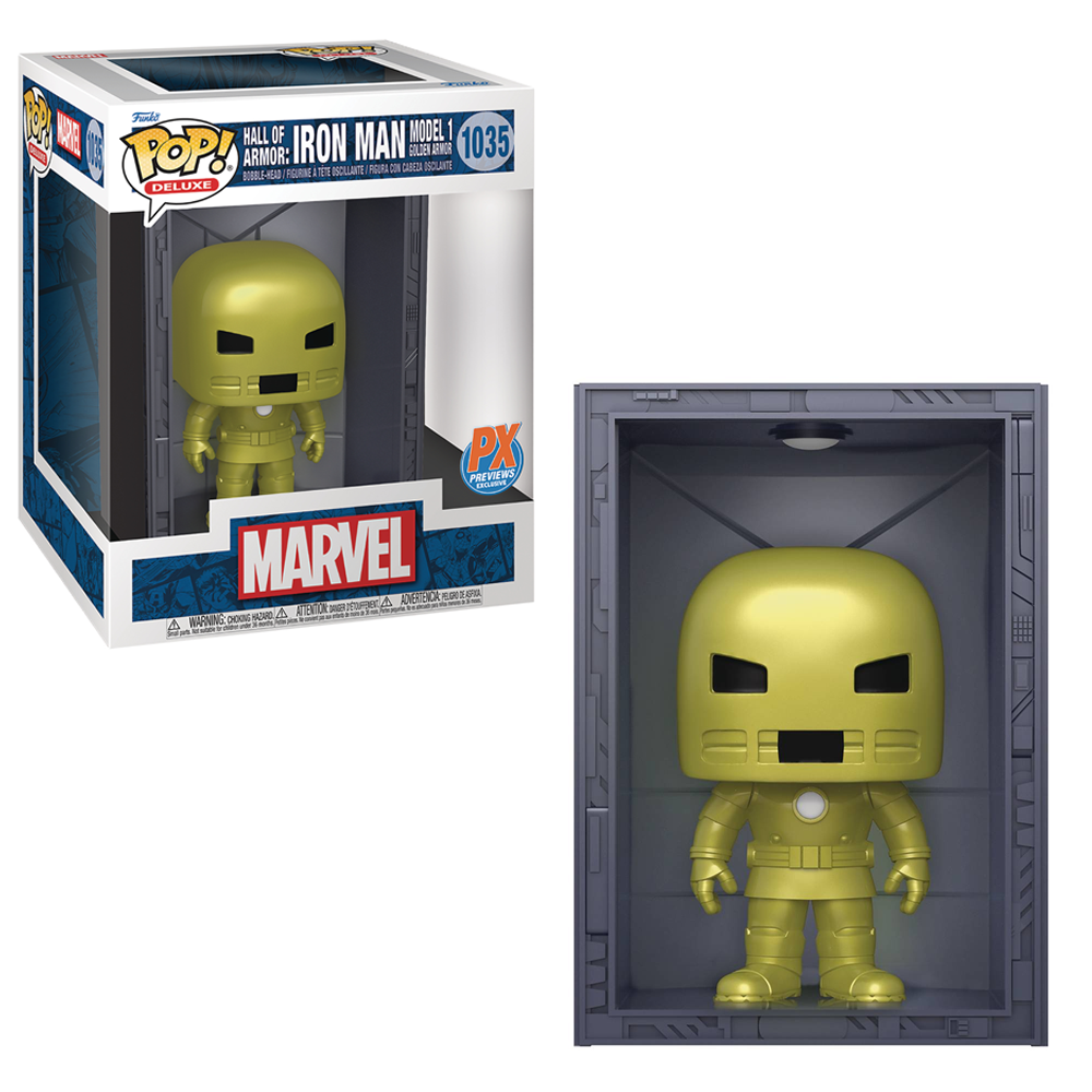 Funko POP Deluxe Marvel Hall of Armor Iron Man Model 1 Golden Ar