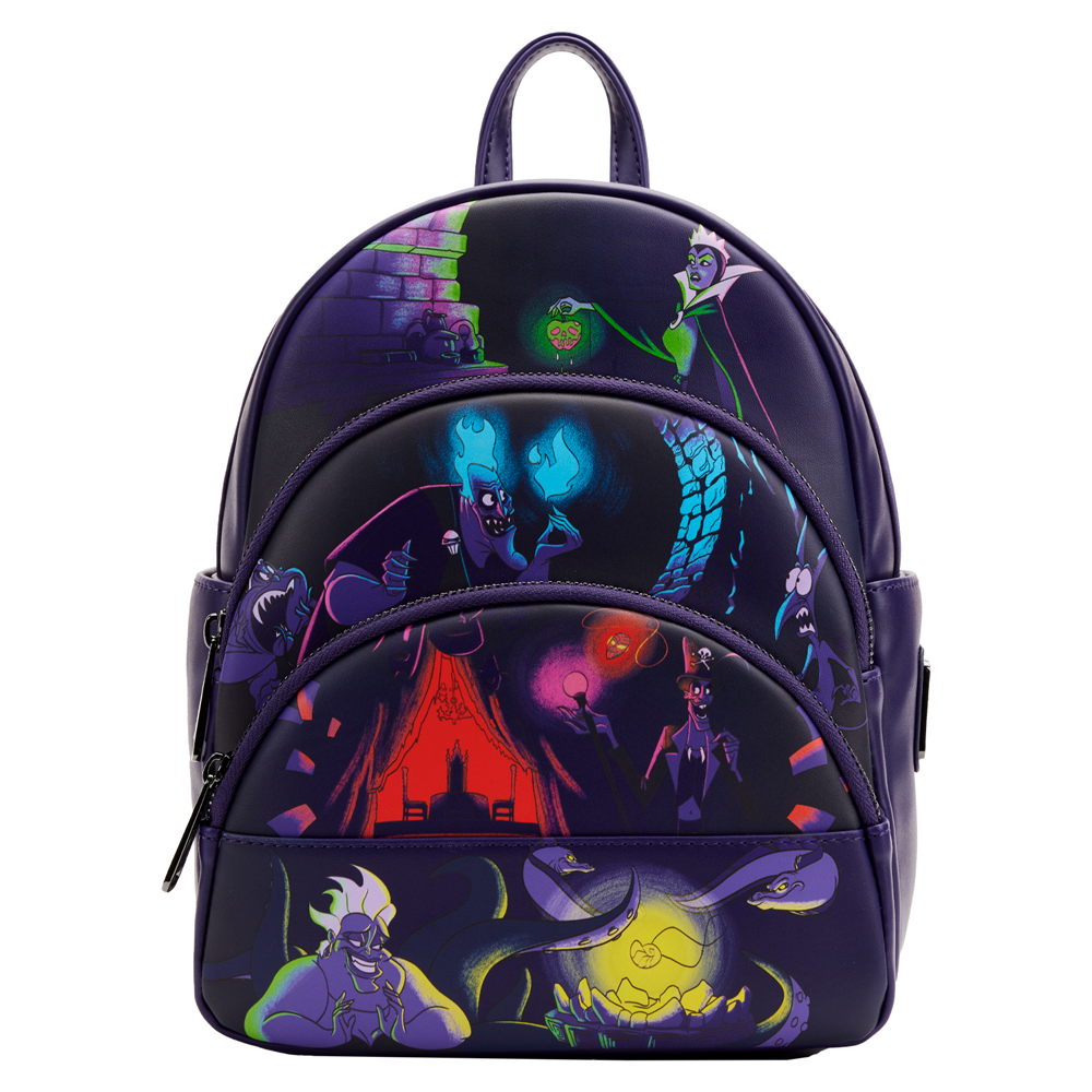 Loungefly selling Disney Villains Color Block Triple Pocket Mini Backpack