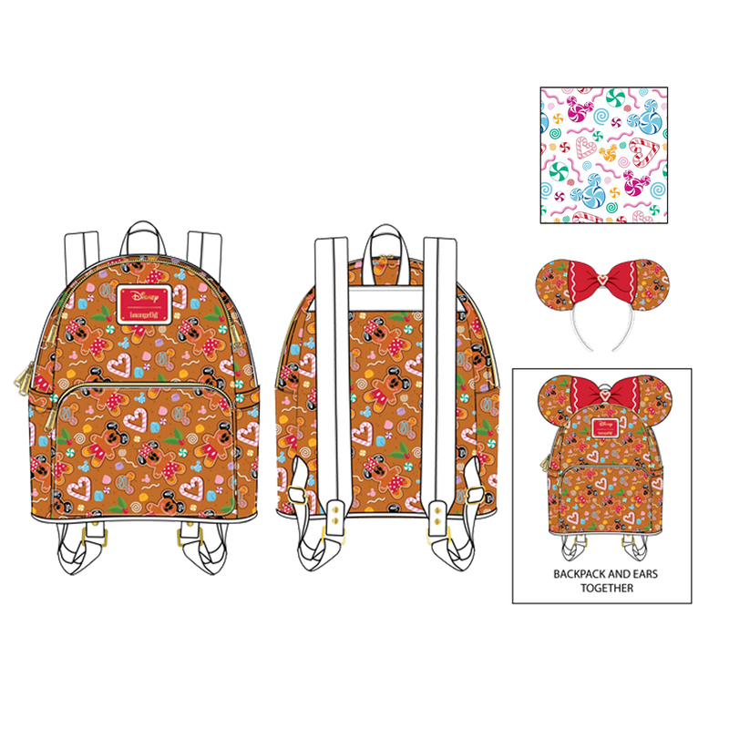 Loungefly: Disney Ginger Bread Micky and Minnie Mini Backpack and Headband Set
