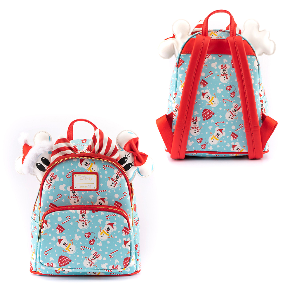 Loungefly Disney Minnie and Mickey Snowman Mini Backpack and Headba