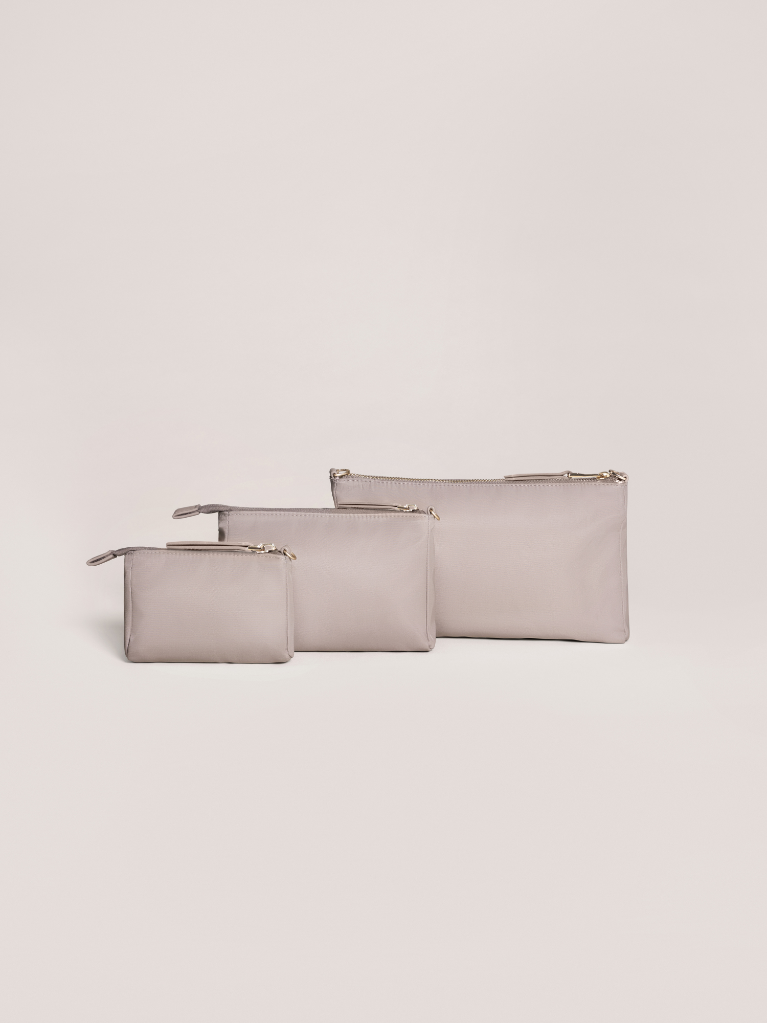 3-Piece Pouch Clutch Purse Set - Taupe