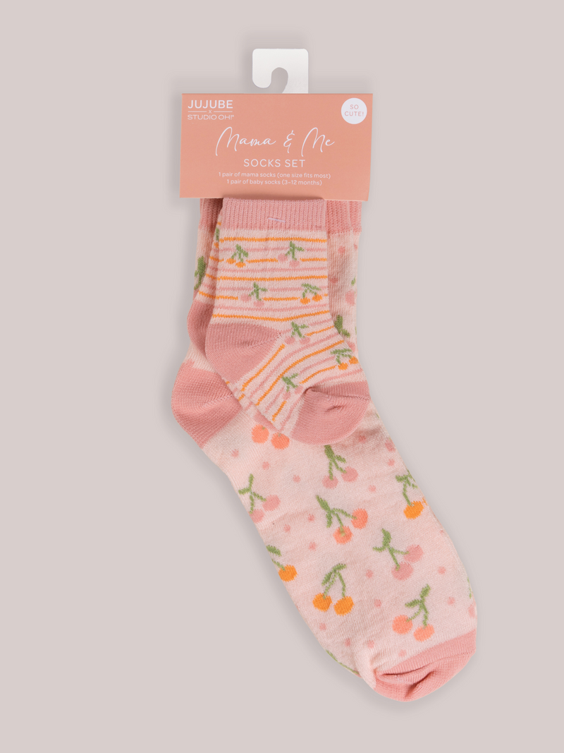 Mama & Me Matching Socks Set - Cherry Cute by Doodle By Meg