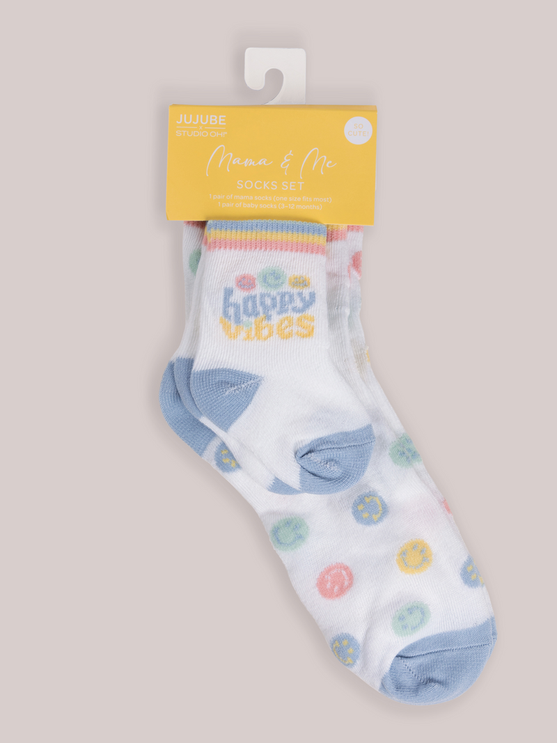 Mama & Me Matching Socks Set -  Happy Baby Vibes