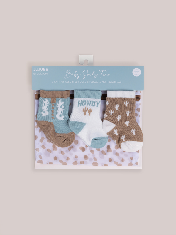 3-Pack Soft Durable Baby Socks Set -  Howdy Partner Blue