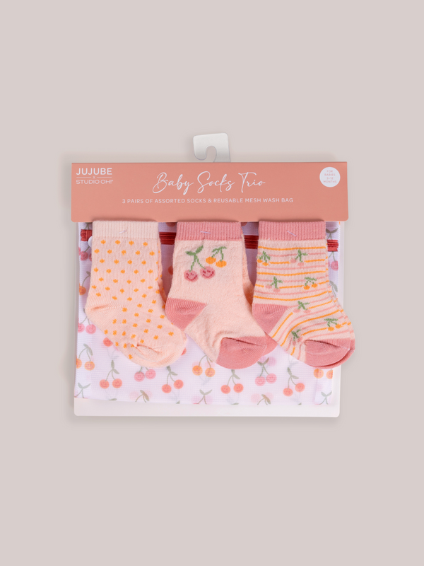 3-Pack Soft Durable Baby Socks Set - Cherry Cute by Doodle By Meg