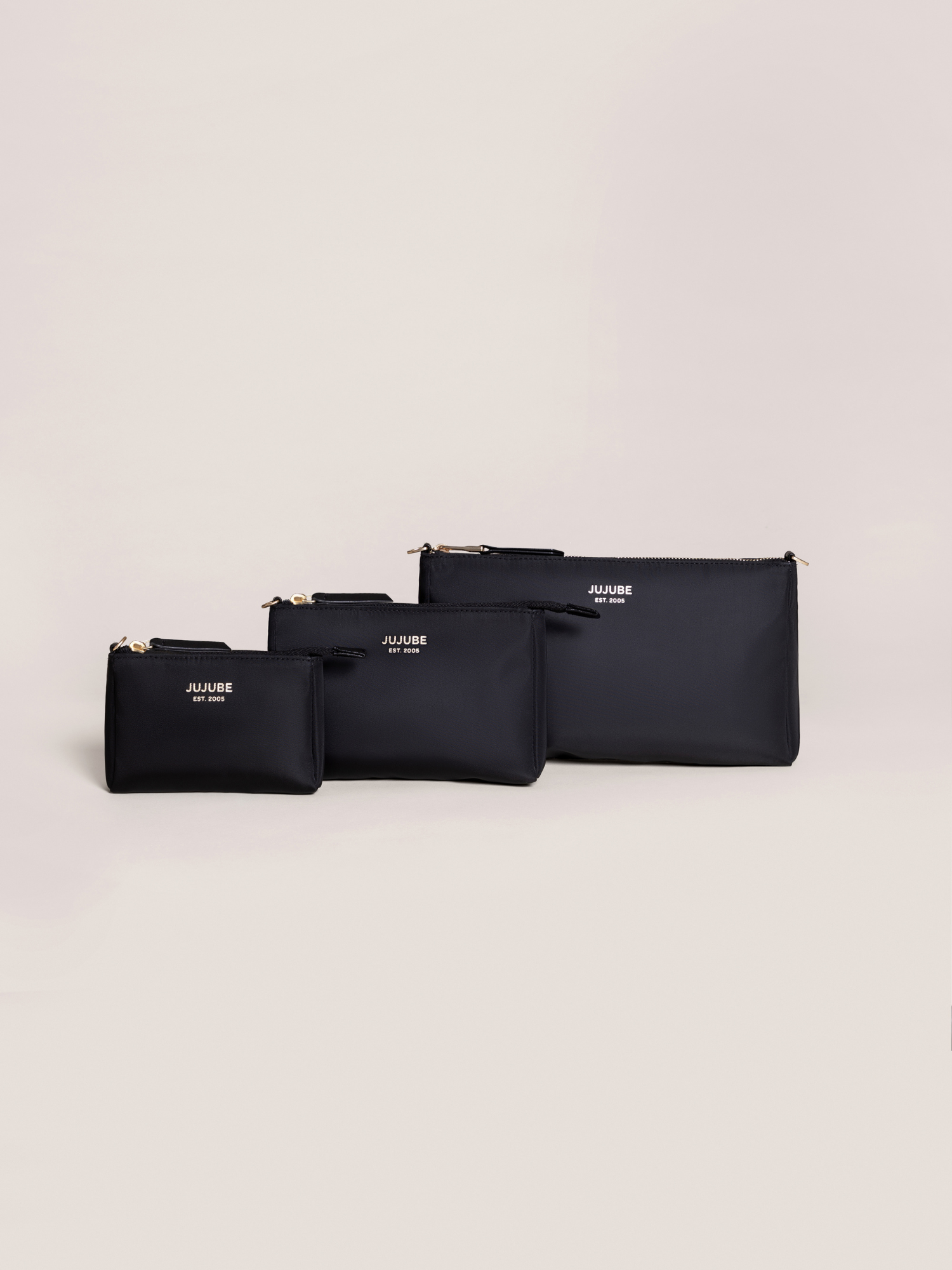 3-Piece Pouch Clutch Purse Set - Black