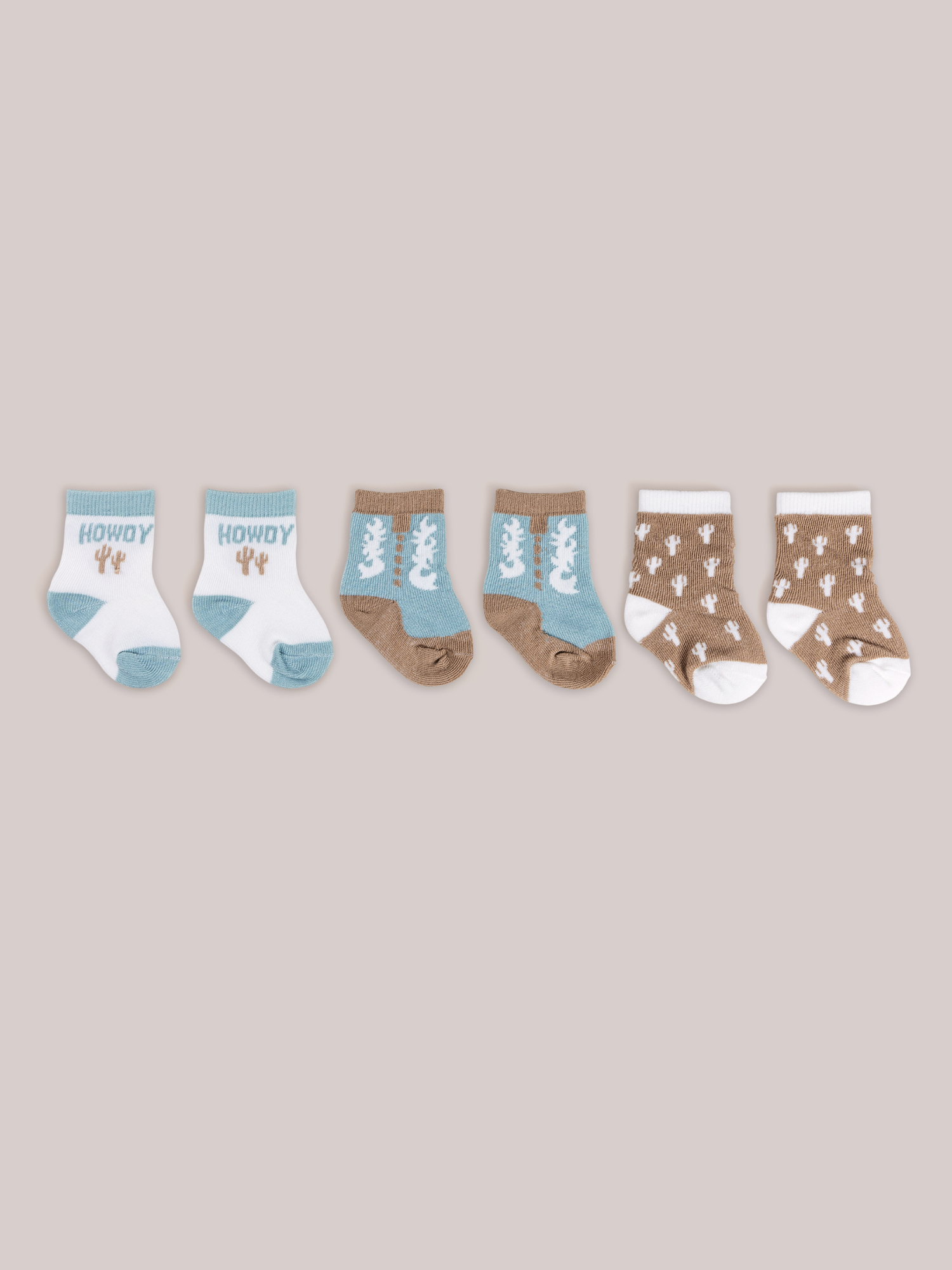 3-Pack Soft Durable Baby Socks Set -  Howdy Partner Blue