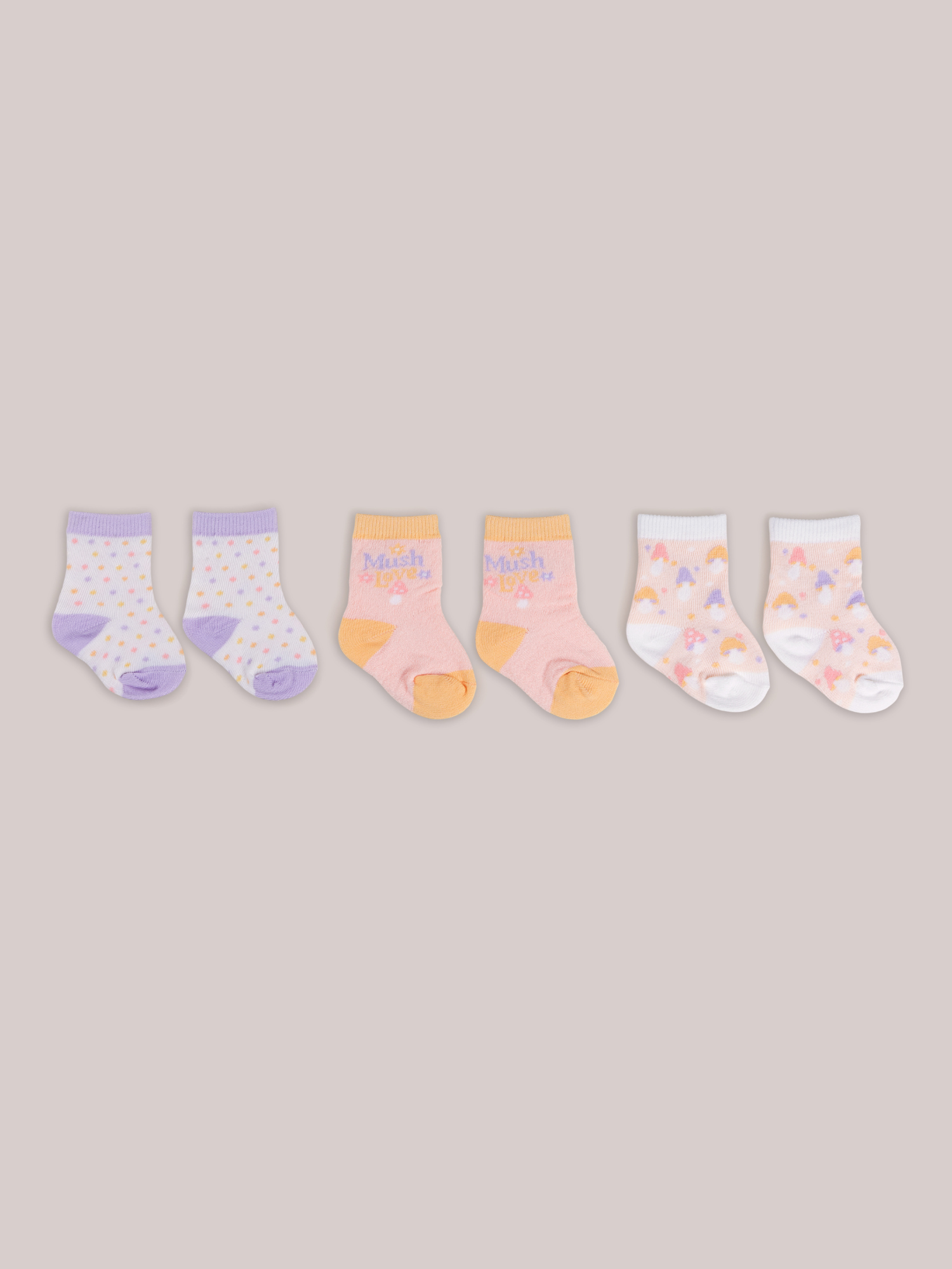 3-Pack Soft Durable Baby Socks Set - Mushy Love