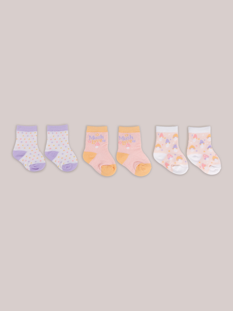 3-Pack Soft Durable Baby Socks Set - Mushy Love