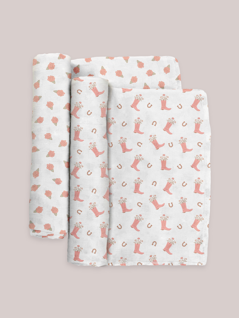 2-Pack Square Swaddle Blanket Set - Bloomin' Boot