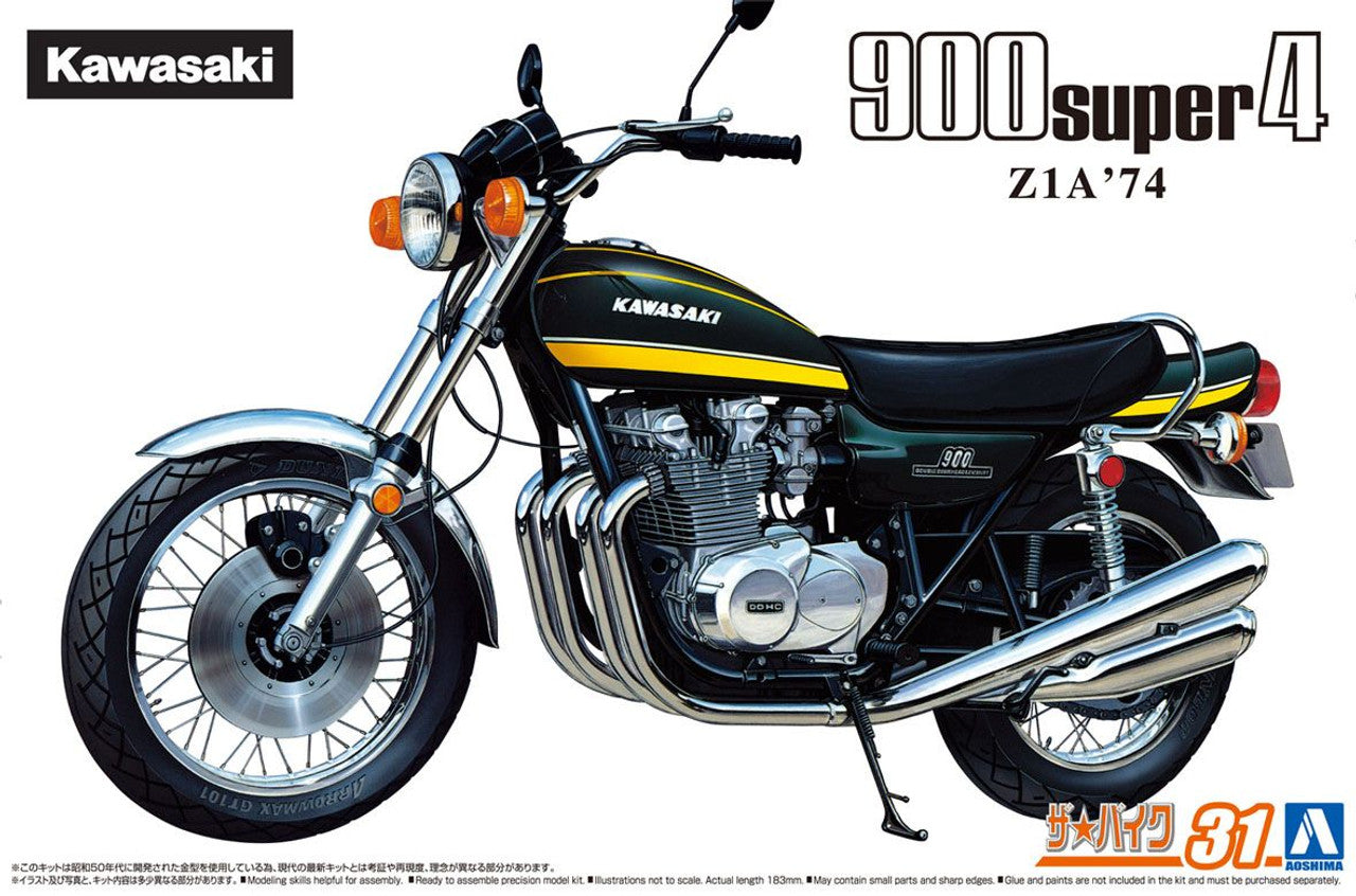 Aoshima: 1/12 Kawasaki Z1A 900 Super4 '74 Scale Model Kit #31