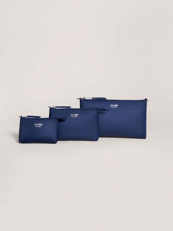 3-Piece Pouch Clutch Purse Set - Navy