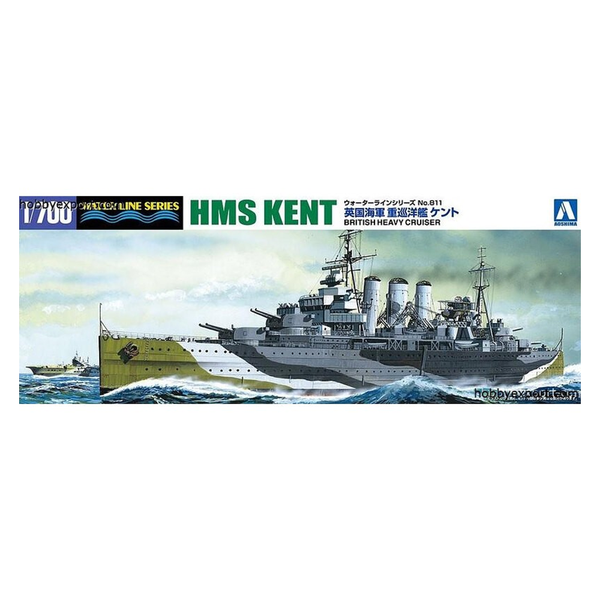 Aoshima: 1/700 HMS Kent (British Heavy Cruiser) Scale Model Kit #811