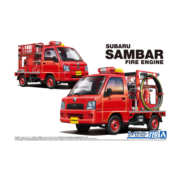Aoshima: 1/24 Subaru TT2 Sambar Fire Engine '11 Scale Model Kit #119