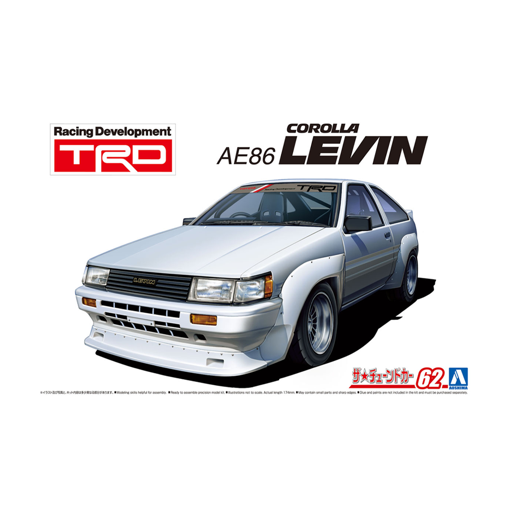 Aoshima: 1/24 TRD AE86 COROLLA LEVIN '83 (TOYOTA) Scale Model Kit #62