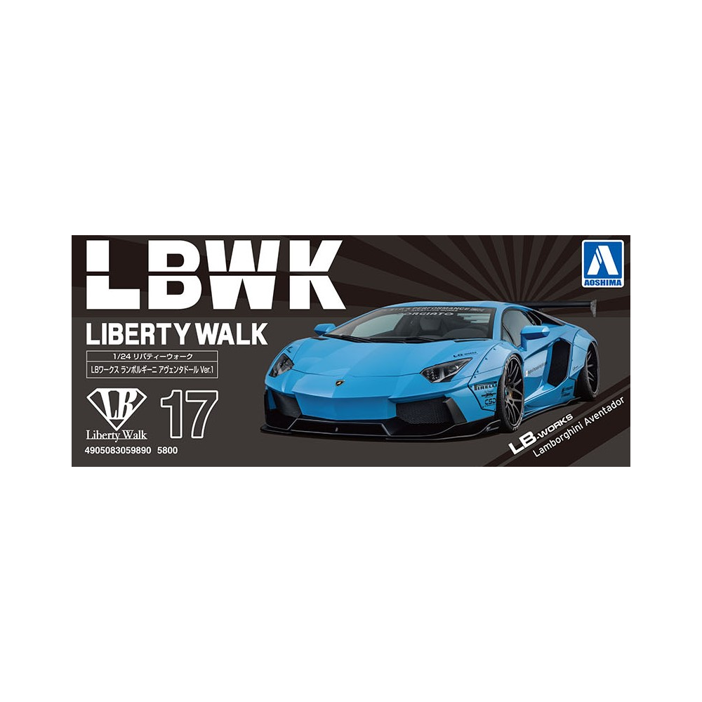 Aoshima: 1/24 LB-Works Lamborghini Aventador Ver. 1 Scale Model Kit #17