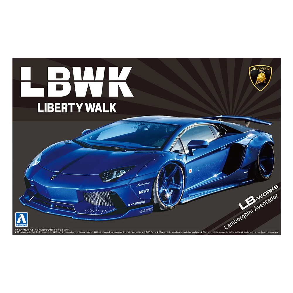 Aoshima: 1/24 LB-Works Liberty Walk Lamborghini Aventador (Ver. 2) Scale Model Kit #18