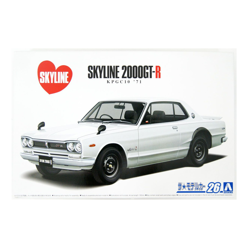 Aoshima: 1/24 Nissan KPGC10 Skyline HT2000GT-R Scale Model Kit #26