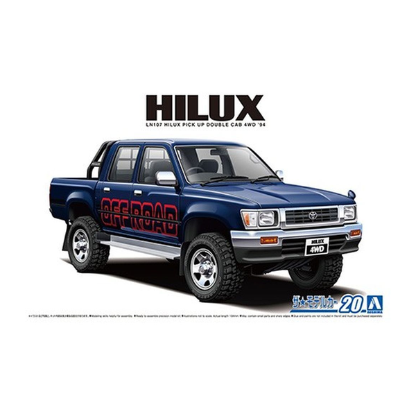 Aoshima: 1/24 Toyota LN107 Hilux Pickup Double Cab 4WD '94 Scale Model Kit #20