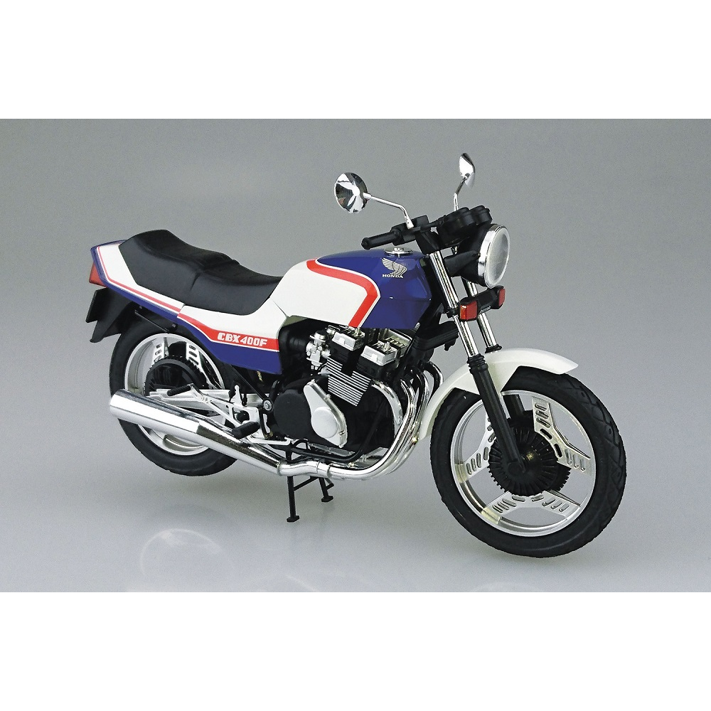 Aoshima: 1/12 Honda NC07 CBX400F Pearl Candy Blue/Pearl Shell White '81  Scale Model Kit #32