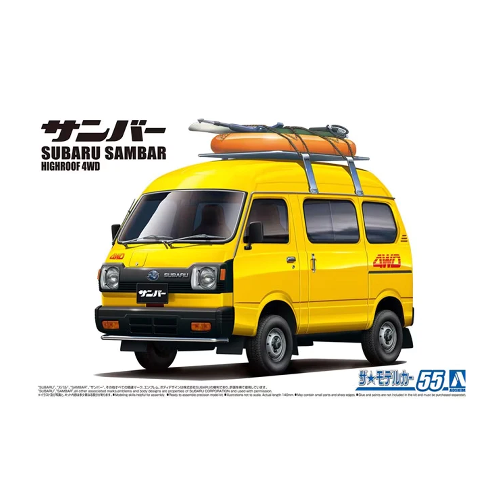 Aoshima: 1/24 SUBARU TT1 SAMBAR HIGH-ROOF 4WD '80 Scale Model Kit #55