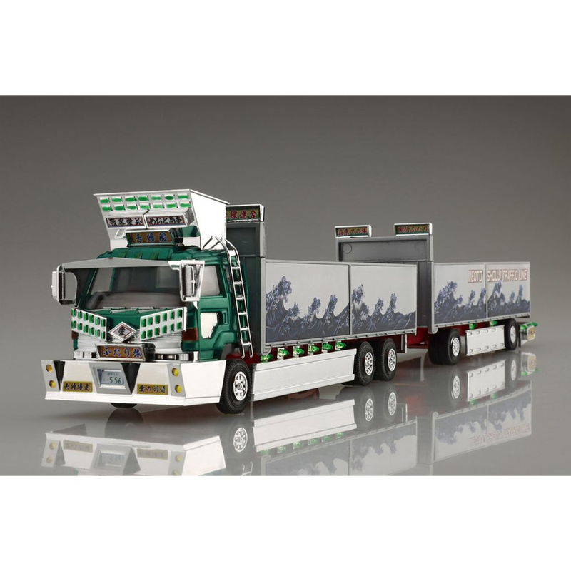 Aoshima: 1/64 Decoration Truck Mini Deco Next Fellow Traveler Truck and Trailer Scale Model Kit