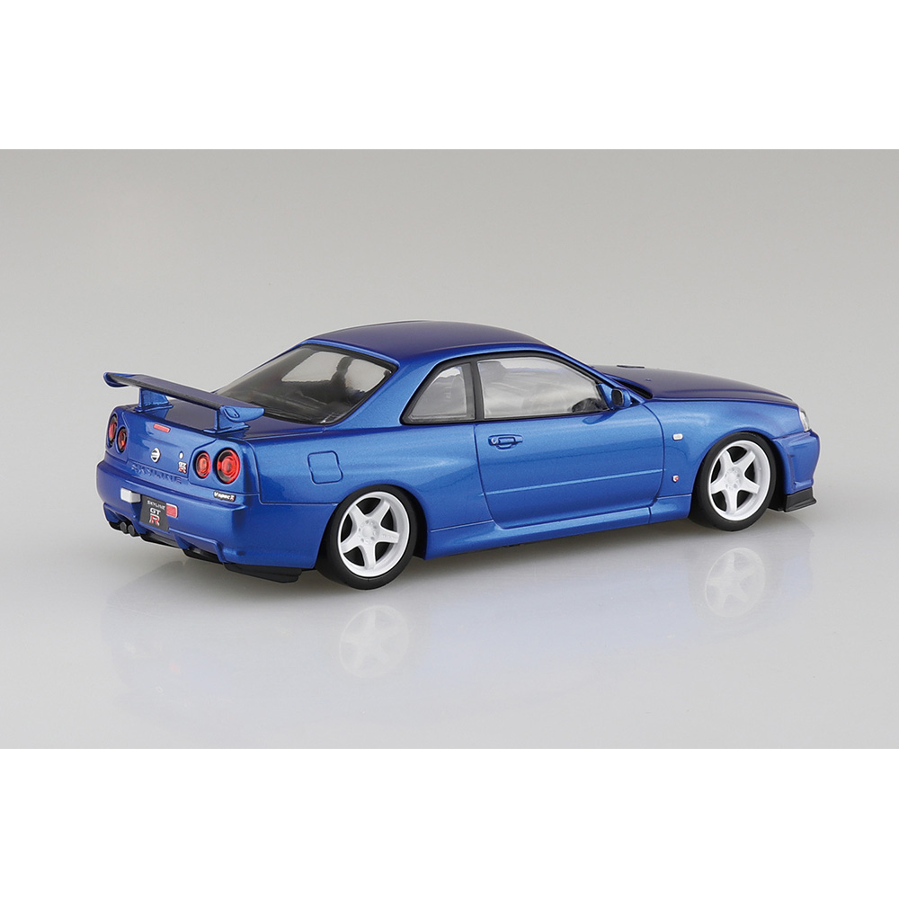 Aoshima: 1/32 The Snap Kit Nissan R34 Skyline GT-R Custom Wheel (Bayside Blue) Scale Model Kit #11-SP2