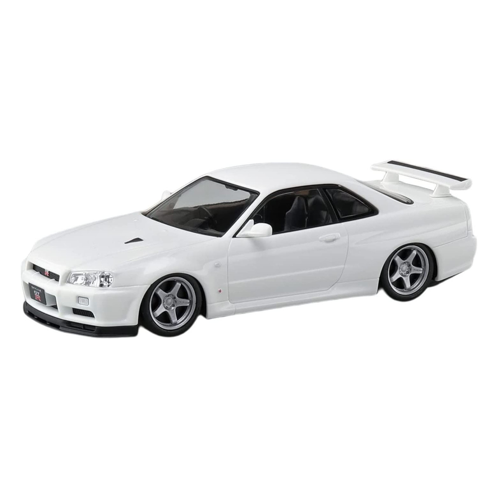 Aoshima: 1/32 The Snap Kit Nissan R34 Skyline GT-R Custom Wheel (White Pearl) Scale Model Kit #11-SP3