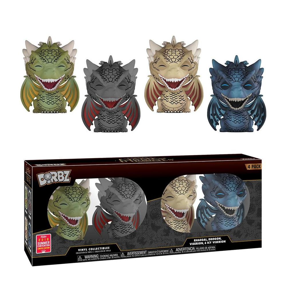 Funko Dorbz: Game of Thrones - Rhaegal, Drogon, Viserion, and Icy Viserion 4-Pack Vinyl Figure 2018 Summer Convention Exclusive