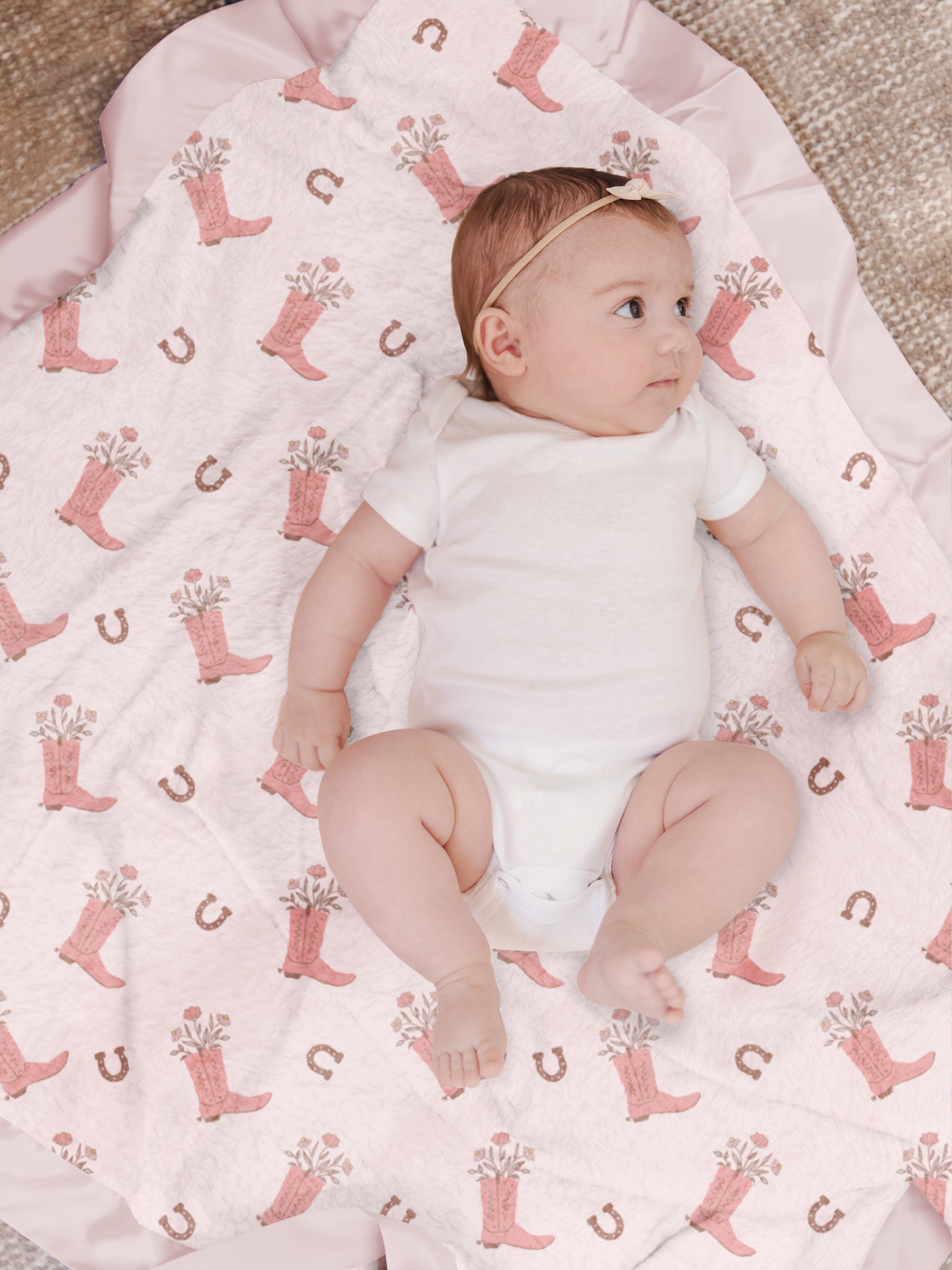 Ultra-Soft Thick Reversible Baby Blanket - Bloomin' Boot