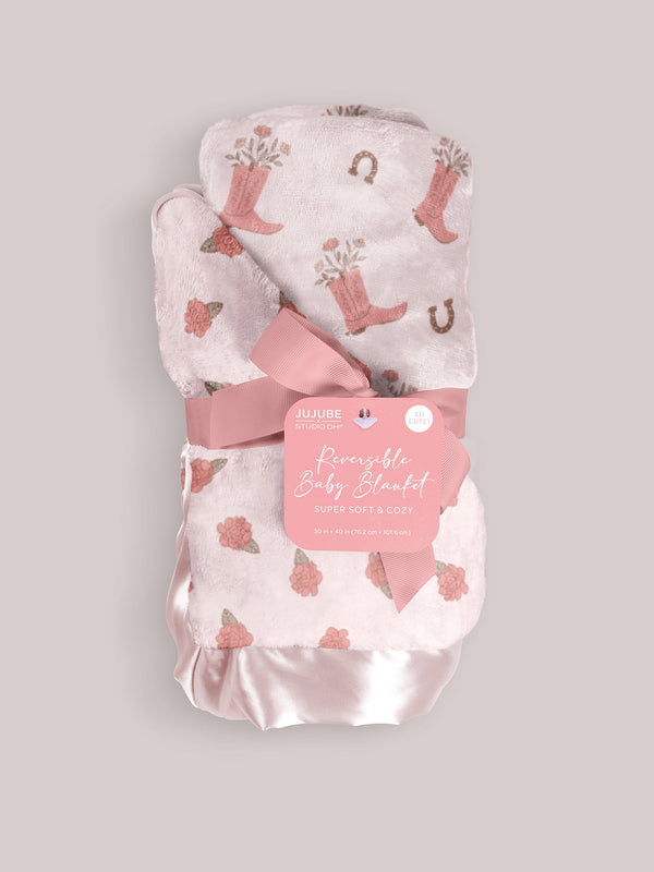 Ultra-Soft Thick Reversible Baby Blanket - Bloomin' Boot