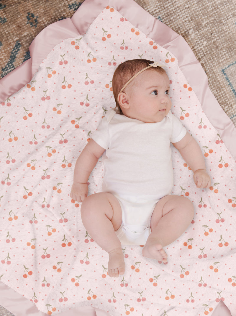 Ultra-Soft Thick Reversible Baby Blanket- Cherry Cute by Doodle By Meg