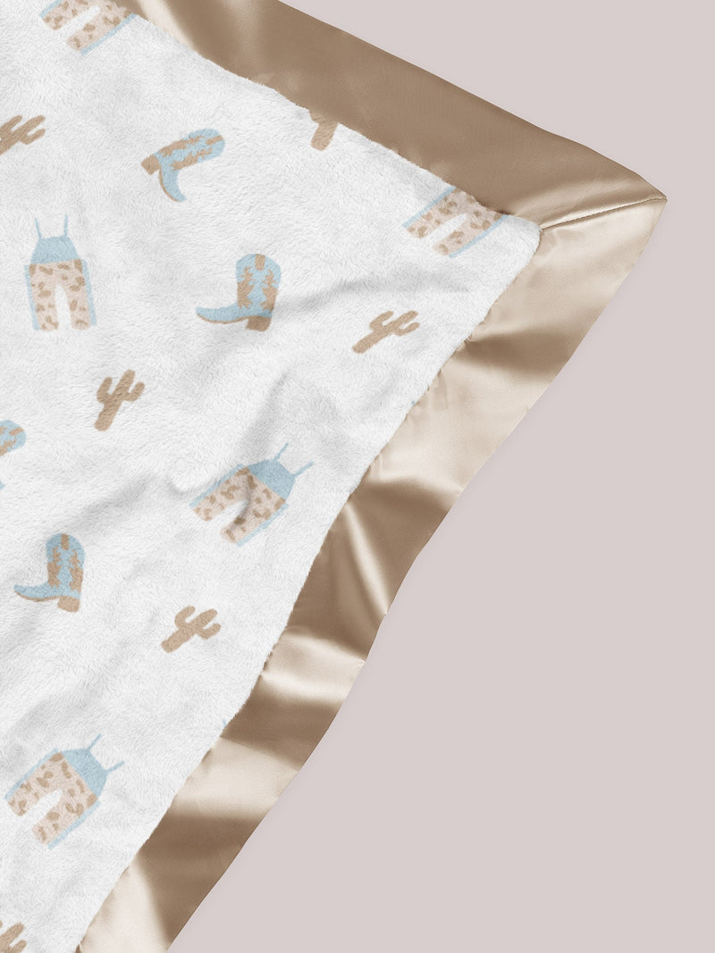 Ultra-Soft Thick Reversible Baby Blanket - Howdy Partner Blue