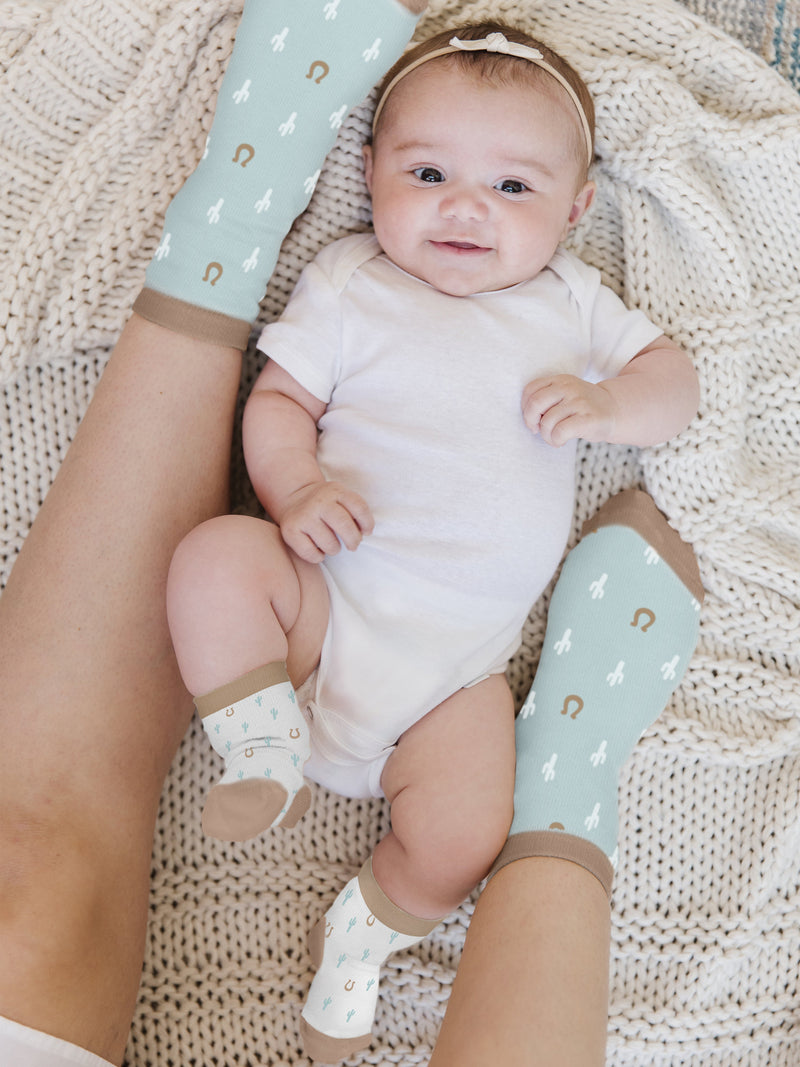 Mama & Me Matching Socks Set - Howdy Partner Blue