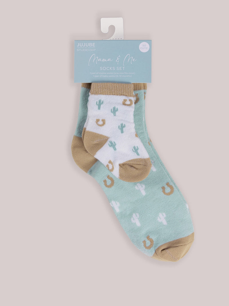 Mama & Me Matching Socks Set - Howdy Partner Blue