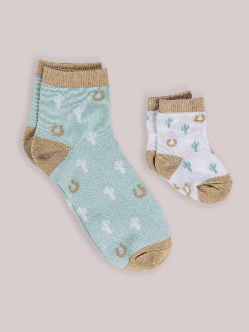 Mama & Me Matching Socks Set - Howdy Partner Blue