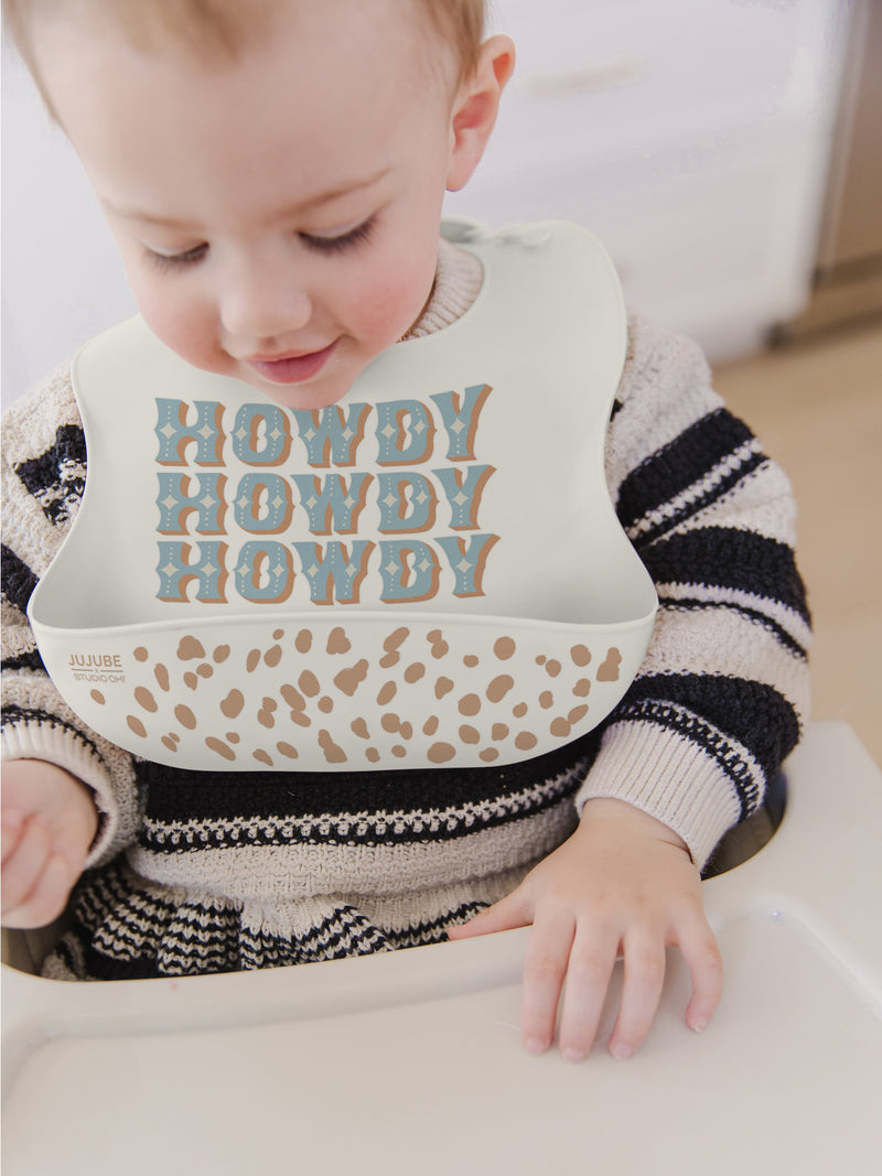 Silicone Bib - Howdy Partner Blue by Caroline Alfreds