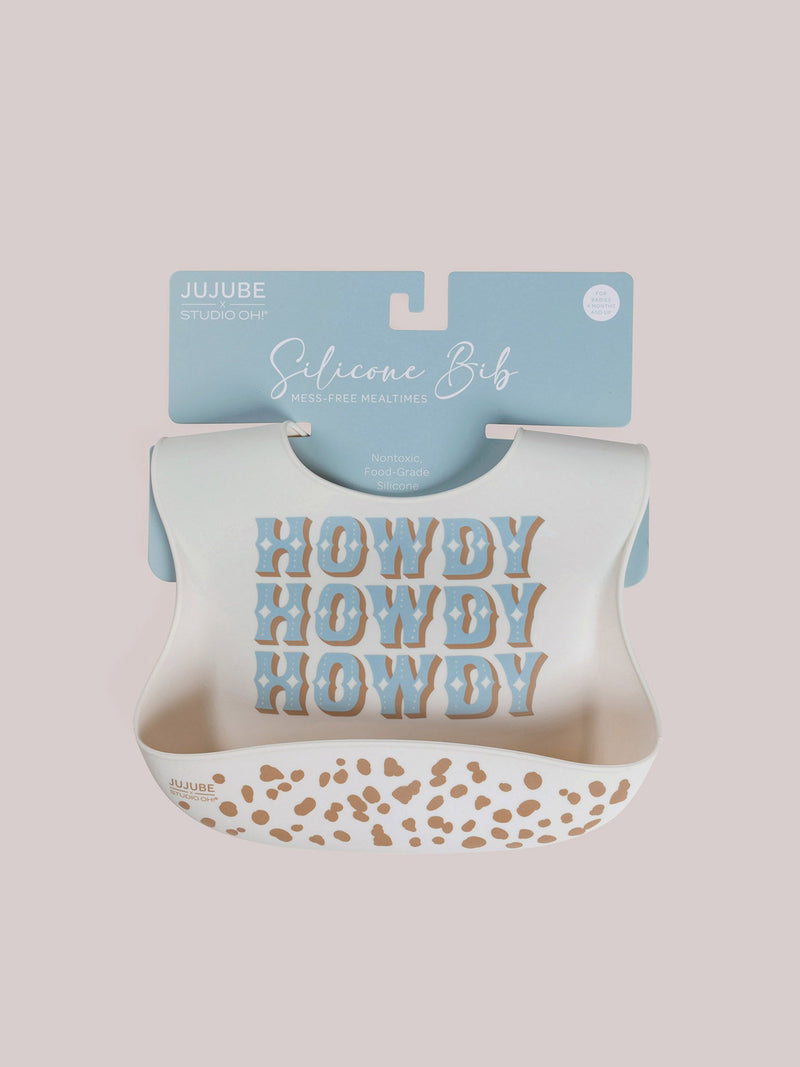 Silicone Bib - Howdy Partner Blue by Caroline Alfreds