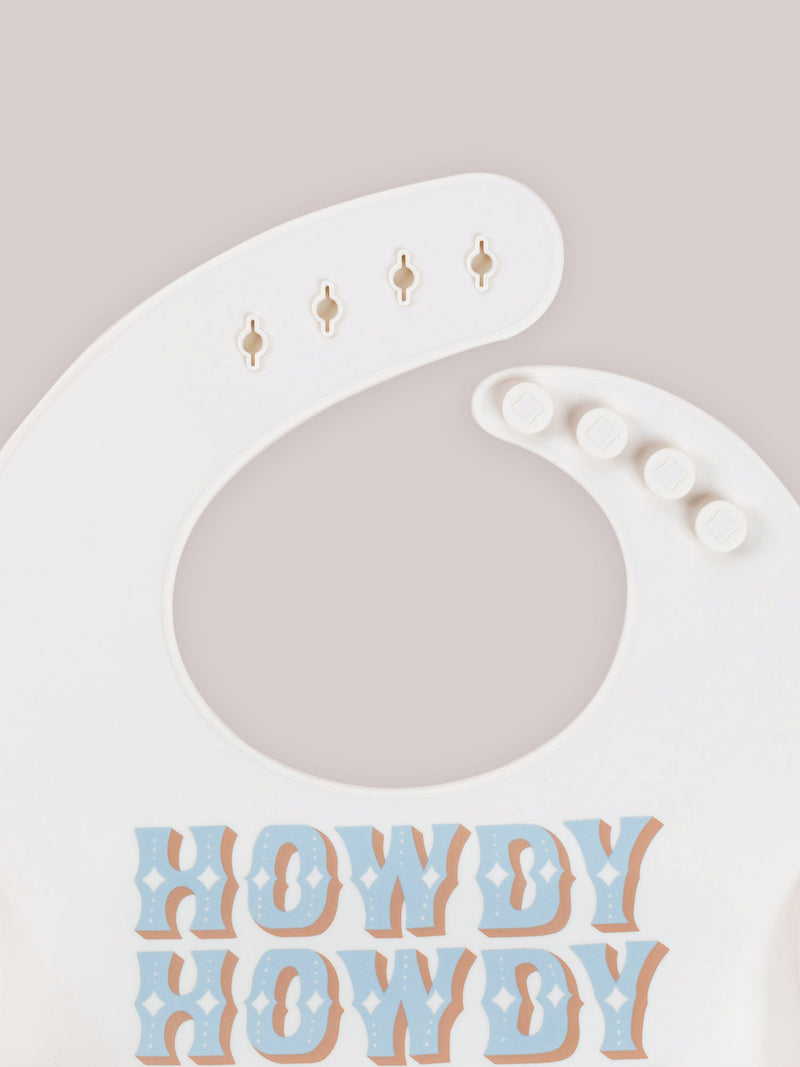 Silicone Bib - Howdy Partner Blue by Caroline Alfreds