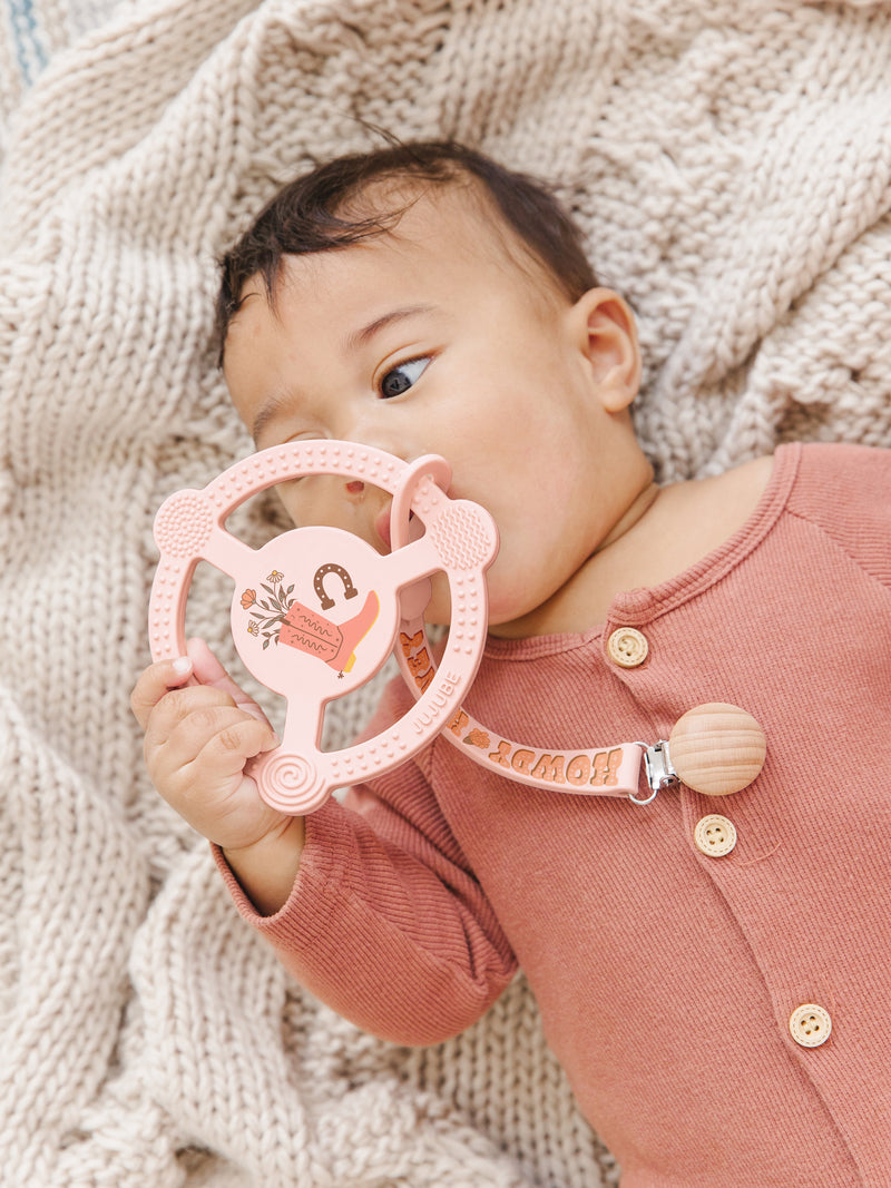 Silicone Teether Ring & Detachable Clip - Bloomin' Boot