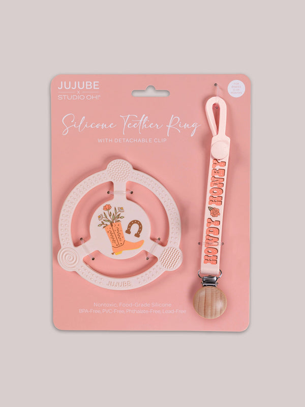 Silicone Teether Ring & Detachable Clip - Bloomin' Boot